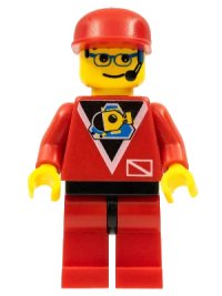 LEGO part Divers - Control 2, Red Legs with Black Hips, Red Cap div011