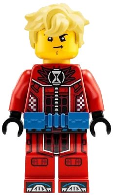 LEGO onderdeel Cooper - Red Racing Suit, Blue Utility Belt, Hair (drm027)