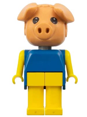 LEGO onderdeel Fabuland Pig - Percy Pig, Yellow Legs and Arms, Blue Top (fab11a)