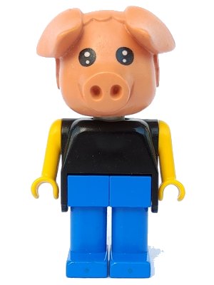 LEGO onderdeel Fabuland Pig - Hugo Hog, Blue Legs, Black Top, Yellow Arms (fab11b)