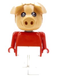 LEGO part Fabuland Pig - Pierre Pig, White Legs, Red Top (Tuba Player) fab11d