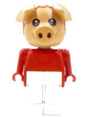 LEGO onderdeel Fabuland Pig - Pierre Pig, White Legs, Red Top (Tuba Player) (fab11d)
