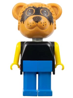 LEGO onderdeel Fabuland Bear - Ricky Raccoon, Blue Legs, Black Top, Yellow Arms, Large Eyes Mask (fab12d)