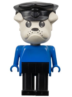 LEGO onderdeel Fabuland Bulldog - Constable Clarke Bulldog, White Head, Black Police Hat (fab2b)