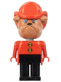 LEGO part Fabuland Bulldog - Barty Bulldog (Fire Chief), Brown Head, Red Fire Helmet, Black Legs, Buttons fab2f