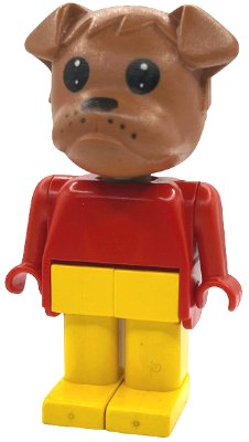 LEGO onderdeel Fabuland Bulldog - Barty Bulldog (Fire Chief), Brown Head, Yellow Legs (fab2l)