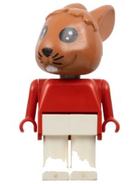 LEGO part Fabuland Rabbit - Robby Rabbit, Brown Head, White Legs, Red Top and Arms fab3b