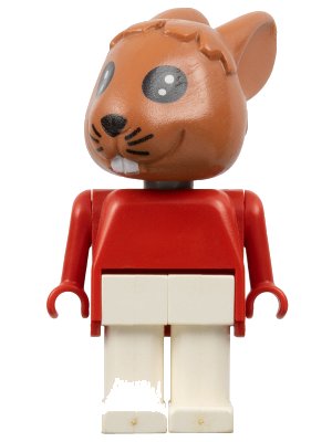 LEGO onderdeel Fabuland Rabbit - Robby Rabbit, Brown Head, White Legs, Red Top and Arms (fab3b)