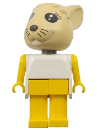LEGO onderdeel Fabuland Rabbit - Bonnie Bunny, Tan Head, Yellow Legs and Arms, White Top fab3c