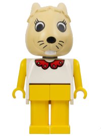 LEGO onderdeel Fabuland Rabbit - Bonnie Bunny, Tan Head, Yellow Legs and Arms, White Top with Red Collar fab3d