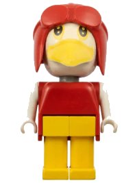LEGO onderdeel Fabuland Bird - Sandy Seagull / Albert Albatross, Red Pilot Helmet, White Head fab4f