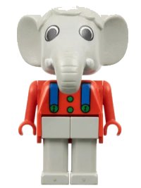 LEGO onderdeel Fabuland Elephant - Edward Elephant, Light Gray Legs, Red Top and Arms, Blue Braces fab5c