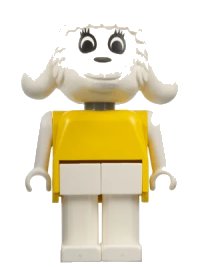 LEGO part Fabuland Lamb - Lucy Lamb (Nurse), Yellow Top, White Eyes, Eyelashes Up fab7d