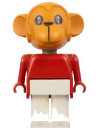 LEGO part Fabuland Monkey - Gabriel Gorilla, Brown Head, White Legs, Red Top fab8e