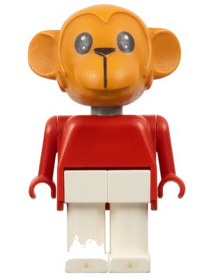 LEGO onderdeel Fabuland Monkey - Gabriel Gorilla, Brown Head, White Legs, Red Top (fab8e)
