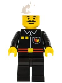 LEGO onderdeel Fire - Flame Badge and 2 Buttons, Black Legs, White Fire Helmet firec017