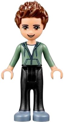 LEGO onderdeel Friends Ethan - Black Trousers, Sand Green Hoodie (frnd0240)