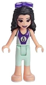 LEGO onderdeel Friends Emma - Light Aqua and Dark Purple Wetsuit, Sunglasses (frnd0305)