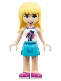 LEGO onderdeel Friends Stephanie - Medium Azure Skirt, White Top with Palm Trees frnd0353