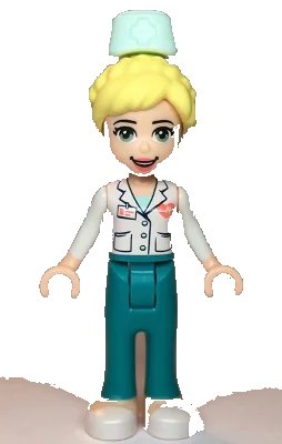 LEGO onderdeel Friends Dr. Maria - Dark Turquoise Trousers, White Top (frnd0358)