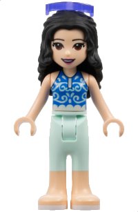 LEGO part Friends Emma - Light Aqua Trousers, Blue Top, White Sandals, Sunglasses frnd0382