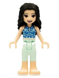 LEGO part Friends Emma - Light Aqua Trousers, Blue Top, White Sandals frnd0382a