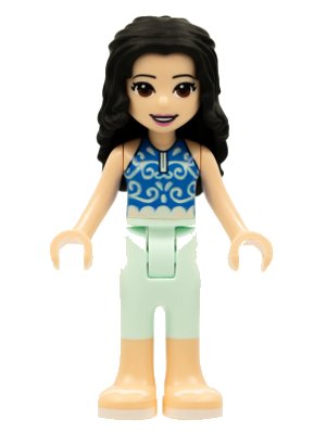 LEGO onderdeel Friends Emma - Light Aqua Trousers, Blue Top, White Sandals (frnd0382a)