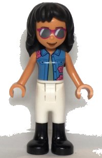 LEGO part Friends Savannah - Medium Blue Vest, White Riding Pants, Black Boots frnd0468