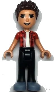 LEGO onderdeel Friends River - Sand Blue Shoes, Black Jeans, Red Checkered Shirt with White Undershirt frnd0499
