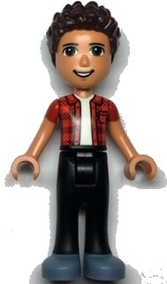 LEGO onderdeel Friends River - Sand Blue Shoes, Black Jeans, Red Checkered Shirt with White Undershirt (frnd0499)