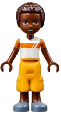 LEGO part Friends Elijah - White and Orange Shirt, Bright Light Orange Trousers frnd0501