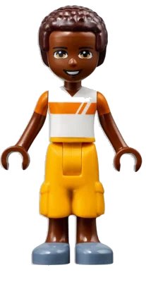 LEGO onderdeel Friends Elijah - White and Orange Shirt, Bright Light Orange Trousers (frnd0501)