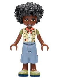 LEGO part Friends Joaquim - Sand Blue Trousers, Tan Vest, Coral Scarf frnd0526