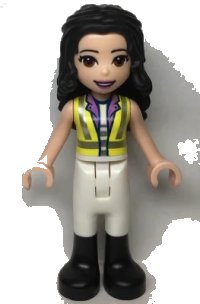 LEGO part Friends Emma - Neon Yellow Safety Vest, White Trousers with Black Boots frnd0540