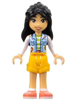 LEGO onderdeel Friends Liann - Bright Light Blue Vest with Pockets, Bright Light Orange Shorts, Coral Shoes (frnd0583)