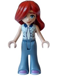 LEGO part Friends Paisley - Light Aqua Vest, Sand Blue Trousers Bell-Bottoms, Medium Lavender Shoes frnd0627