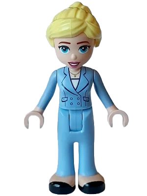 LEGO onderdeel Friends Stephanie (Adult) - Bright Light Blue Suit with Pockets and Buttons, Black Shoes (frnd0632)