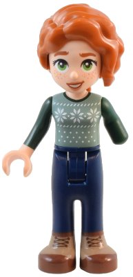 LEGO part Friends Autumn - Sand Green Sweater Vest, Dark Blue Trousers, Nougat and Reddish Brown Boots (frnd0667)
