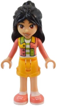 LEGO part Friends Liann - Coral Patchwork Jacket, Bright Light Orange Shorts, Coral Shoes frnd0717
