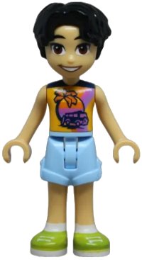 LEGO part Friends Niko - Bright Light Orange Sleeveless Shirt, Bright Light Blue Shorts, Lime Shoes frnd0752