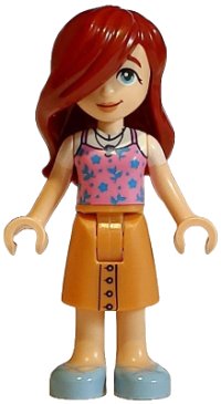 LEGO part Friends Paisley - Bright Pink Tank Top, Nougat Skirt Mid-Length, Bright Light Blue Shoes frnd0784