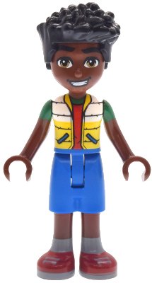 LEGO part Friends Zac - White and Yellow Jacket, Blue Shorts, Red Shoes (frnd0792)
