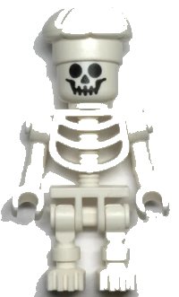 LEGO part Skeleton - Standard Skull, Bent Arms Vertical Grip, White Chef Toque gen134