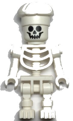 LEGO onderdeel Skeleton - Standard Skull, Bent Arms Vertical Grip, White Chef Toque (gen134)