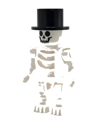 LEGO onderdeel Skeleton - Standard Skull, Bent Arms Horizontal Grip, Black Top Hat (gen147)