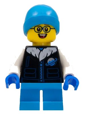 LEGO onderdeel Child - Boy, Black Ice Planet Coat, Dark Azure Short Legs, Dark Azure Beanie, Glasses (hol259)