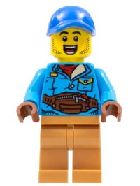 LEGO onderdeel Man, Blue Cap, Dark Azure Jacket, Medium Nougat Legs hol263