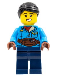 LEGO onderdeel Woman, Black Hair, Dark Azure Jacket, Dark Blue Legs hol270
