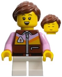 LEGO part Child - Girl, Reddish Brown Jacket, White Short Legs, Reddish Brown Ponytail, Freckles hol320
