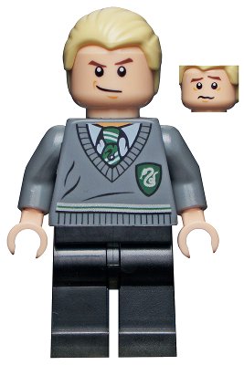 LEGO onderdeel Draco Malfoy - Slytherin Stripe and Shield Torso, Black Legs (hp115)